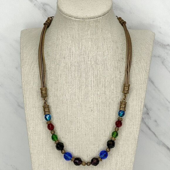Chico's Colorful Beaded Gold Tone Necklace - Picture 1 of 10